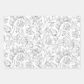 Elegante Botanische Bloemen Zwart en Wit Inpakpapier Vel (Voorkant)
