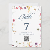 Elegante botanische bloemencode tafel nummers kaart (Voorkant)