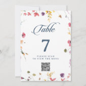 Elegante botanische bloemencode tafel nummers kaart (Achterkant)