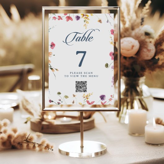 Elegante botanische bloemencode tafel nummers kaart
