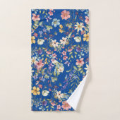 Elegante botanische bloemenkobalt blauwe achtergro bad handdoek (Handdoek)