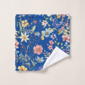 Elegante botanische bloemenkobalt blauwe achtergro bad handdoek (Wasdoekje)