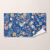 Elegante botanische bloemenkobalt blauwe achtergro bad handdoek (Handdoek)