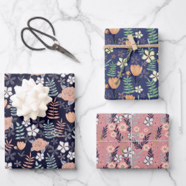 Elegante  Botanische Bloemenpatroon Vakantie Inpakpapier Vel