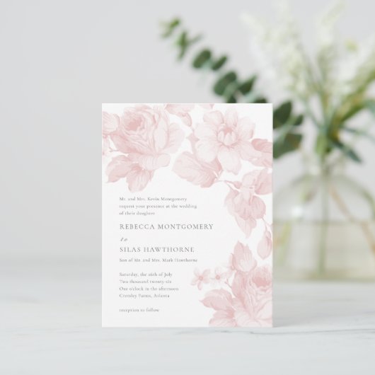 Elegante botanische bloemige bruiloft briefkaart (Staand voorkant)