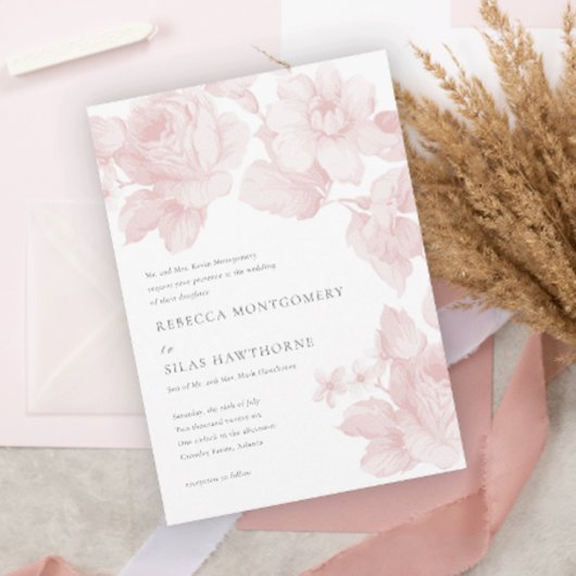 Elegante botanische bloemige bruiloft kaart