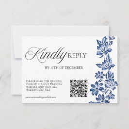 Elegante Botanische Bloemige Bruiloft RSVP Kaartje