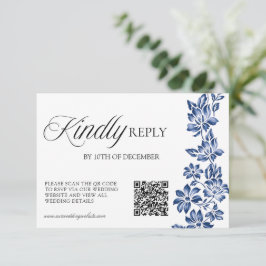 Elegante Botanische Bloemige Bruiloft RSVP Kaartje