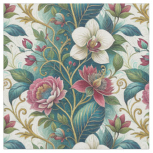 Elegante botanische bloemige spiraal bloemenpatroo stof