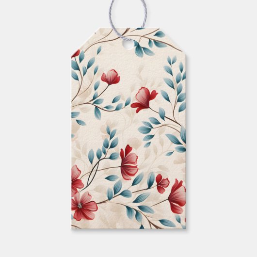 Elegante botanische bloemige tak cadeaulabel (Voorkant)