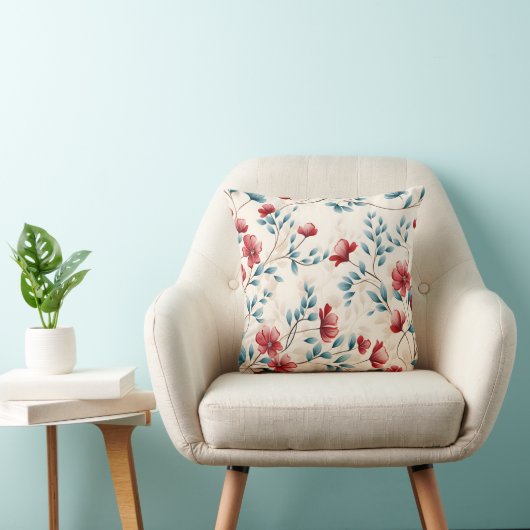Elegante botanische bloemige tak kussen (Stoel)