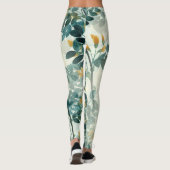 Elegante  botanische bloemillustratie leggings (Achterkant)