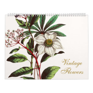 Elegante  botanische bloemillustraties kalender