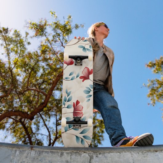 Elegante botanische bloemtak persoonlijk skateboard (Buiten 1)