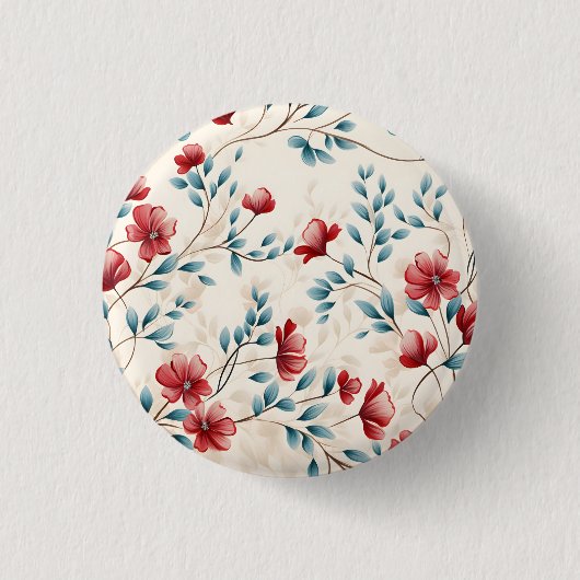 Elegante botanische bloemtak ronde button 3,2 cm (Voorkant)