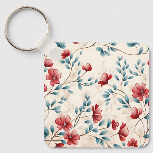 Elegante botanische bloemtak sleutelhanger (Voorkant)