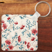 Elegante botanische bloemtak sleutelhanger (Achterkant)