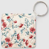 Elegante botanische bloemtak sleutelhanger (Achterkant)