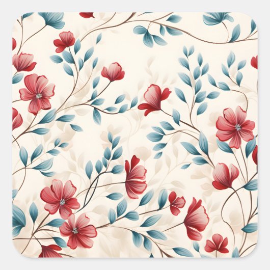 Elegante botanische bloemtak vierkante sticker (Voorkant)