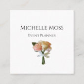 Elegante Botanische Blush Rozen Floral Event Plann Vierkante Visitekaartje (Voorkant)