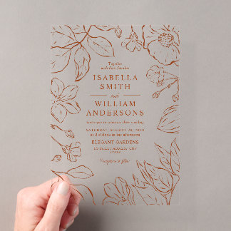 Elegante botanische Boha-terracotta-lijnillustrati Acryl Uitnodigingen