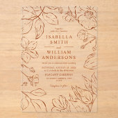 Elegante Botanische Boha Terracotta Line Art Acryl Uitnodigingen (Voorkant)