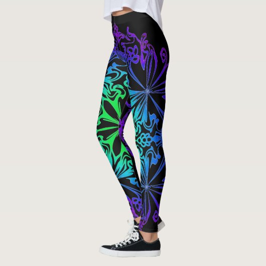 Elegante botanische boho blauwgroen groene zen man leggings (Links)