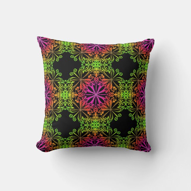 Elegante botanische boho kleurrijke mandala kussen (Voorkant)