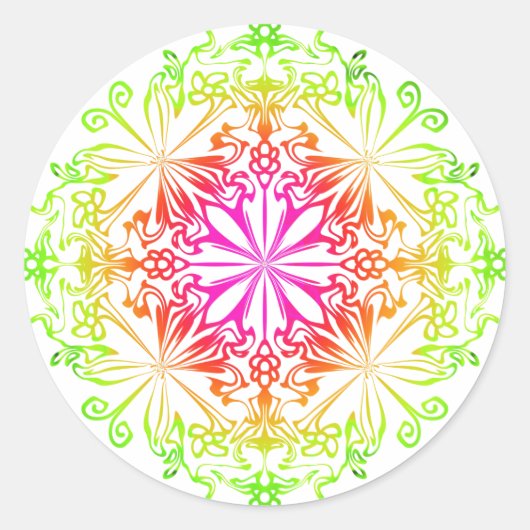 Elegante botanische boho kleurrijke mandala ronde sticker (Voorkant)