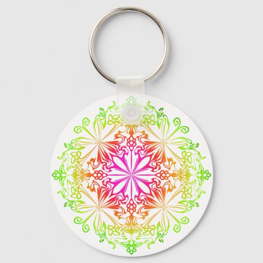 Elegante botanische boho kleurrijke mandala sleutelhanger (Voorkant)