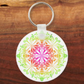 Elegante botanische boho kleurrijke mandala sleutelhanger (Voorkant)
