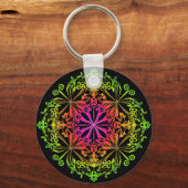 Elegante botanische boho kleurrijke mandala sleutelhanger (Voorkant)