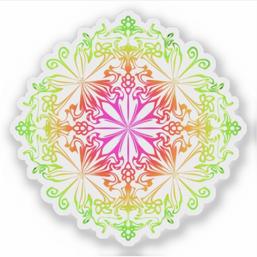 Elegante botanische boho kleurrijke mandala sticker (Voorkant)