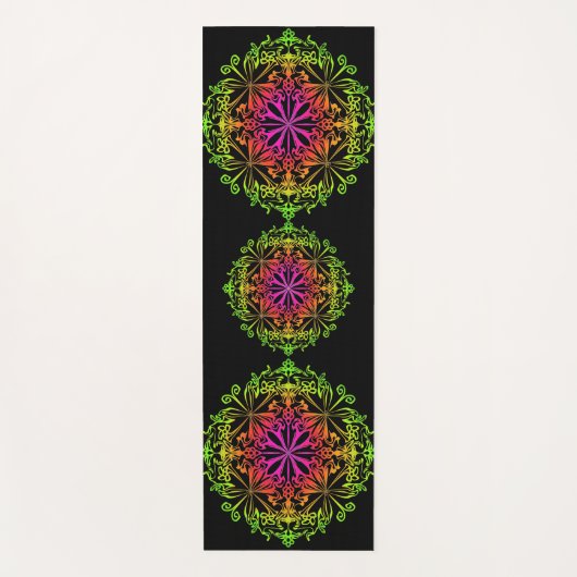 Elegante botanische boho kleurrijke mandala yogamat (Voorkant)