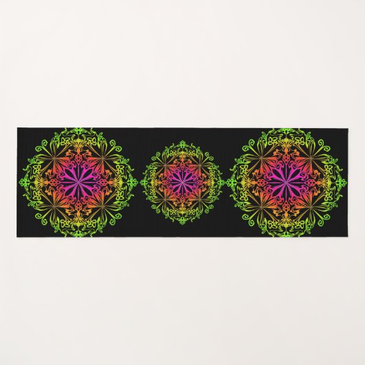 Elegante botanische boho kleurrijke mandala yogamat (Voorkant (horizontaal))