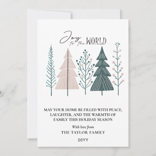 Elegante Botanische Boho Vrolijke Kerstboom Feestdagenkaart (Voorkant)