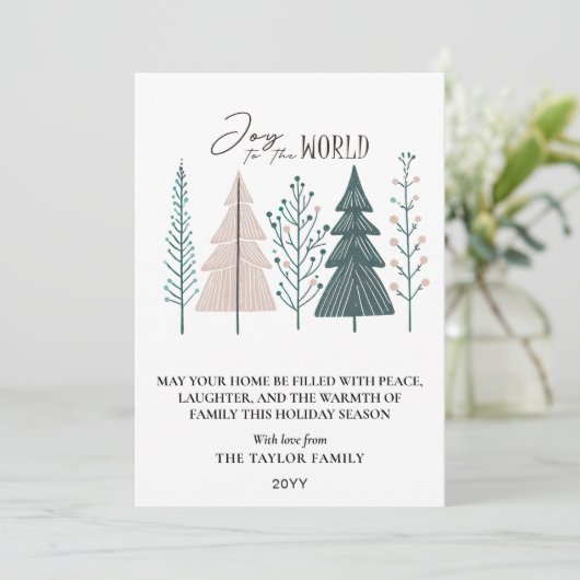 Elegante Botanische Boho Vrolijke Kerstboom Feestdagenkaart (Staand voorkant)