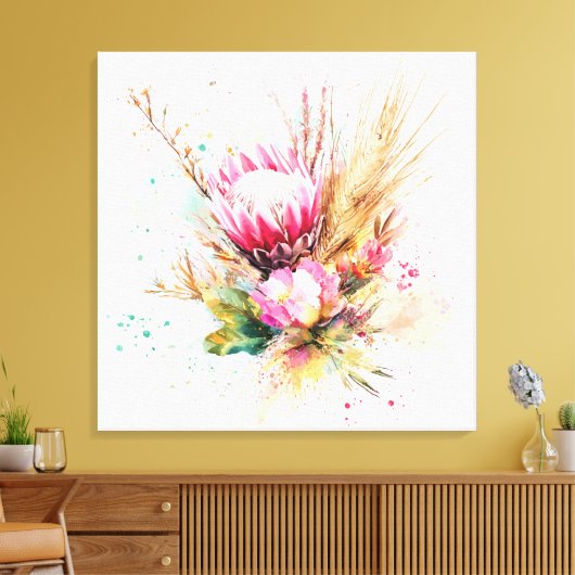 Elegante Botanische Boho Waterverf Floral Wall Art Canvas Afdruk (Insitu (Woonkamer))