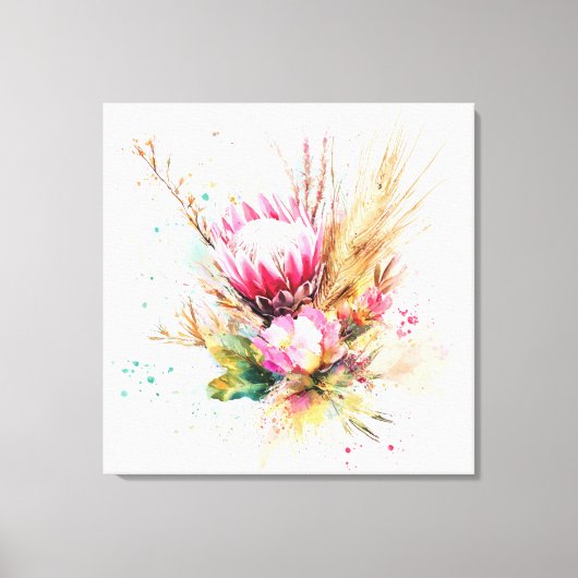 Elegante Botanische Boho Waterverf Floral Wall Art Canvas Afdruk (Voorkant)