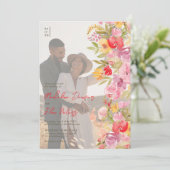 Elegante botanische boho wilde bloemen 4 foto brui kaart (Staand voorkant)