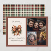 Elegante botanische boog kerst drie foto feestdagenkaart (Voorkant / Achterkant)