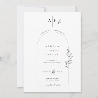 Elegante botanische boog trouwuitnodiging template kaart