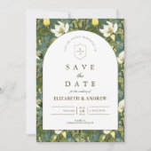 Elegante Botanische Boog Tuin Bruiloft Save The Date (Voorkant)