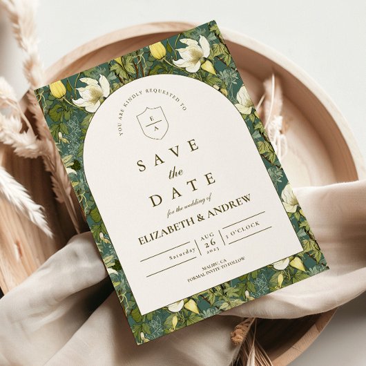Elegante Botanische Boog Tuin Bruiloft Save The Date
