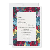 Elegante botanische bordeauxrode en turquoise bloe