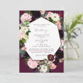 Elegante Botanische Bourgondische bloesem Kaart (Staand voorkant)