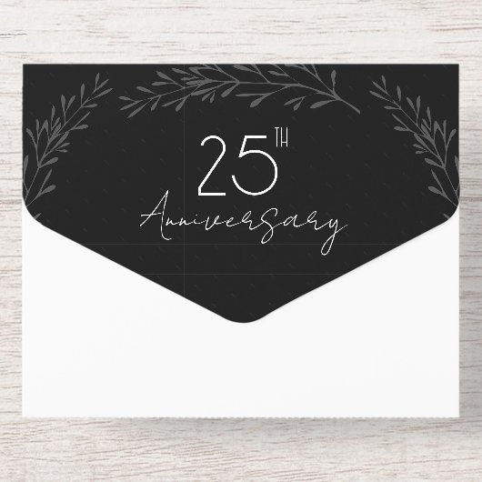 Elegante Botanische Branch Echte Folie 25-jarig ju All In One Uitnodiging (Achterzijde)