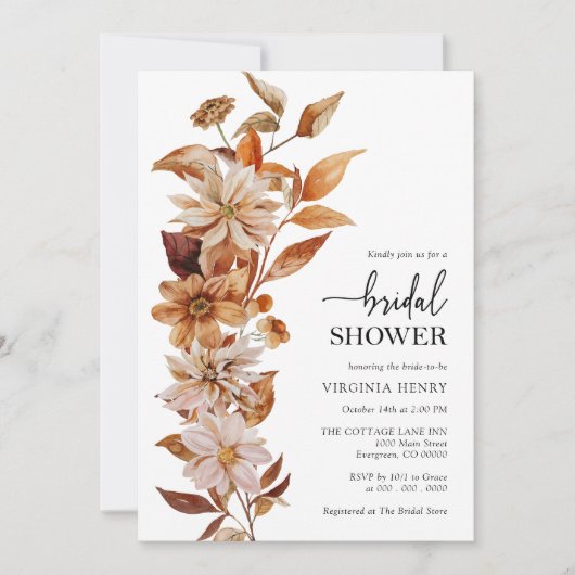 Elegante botanische bruidsdouche kaart (Voorkant)