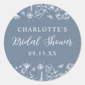 Elegante botanische bruidsdouche ronde sticker (Voorkant)