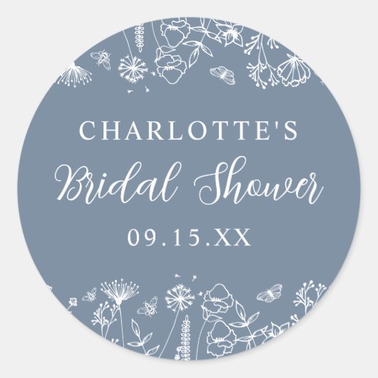 Elegante botanische bruidsdouche ronde sticker (Voorkant)